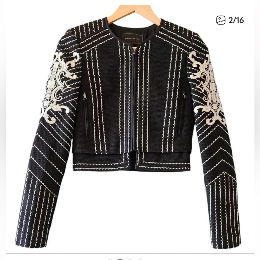 BCBGMAXAZRIA Aidan Embroidered Jacket Black - kpop demon hunter Rumi vibes